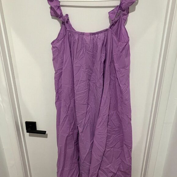 H&M Women's Flounce Trimmed Midi Dress, Lavender, Large - Picture 2 of 3